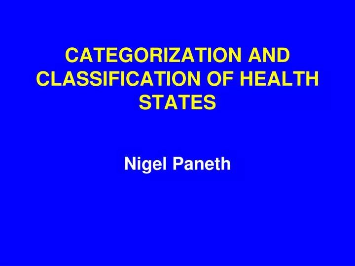 categorization and classification of health states