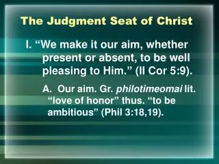 The Judgment Seat of Christ