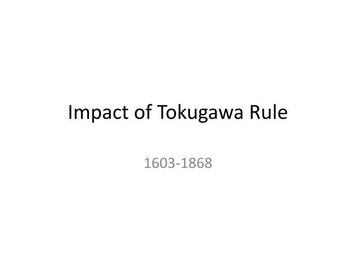 impact of tokugawa rule