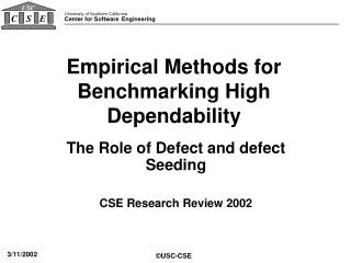 Empirical Methods for Benchmarking High Dependability