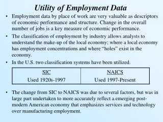 Utility of Employment Data