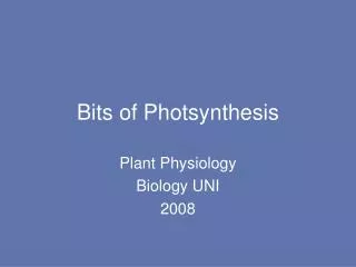Bits of Photsynthesis