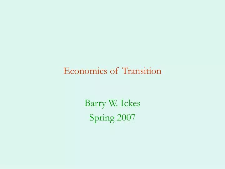 economics of transition
