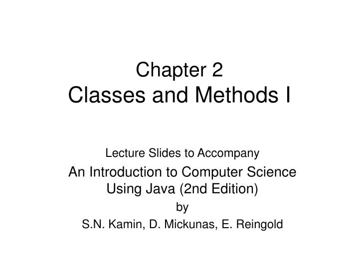 chapter 2 classes and methods i