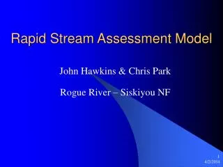Rapid Stream Assessment Model