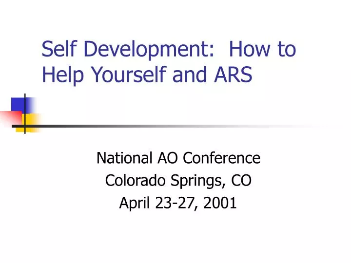 self development how to help yourself and ars