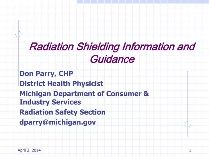 radiation shielding information and guidance