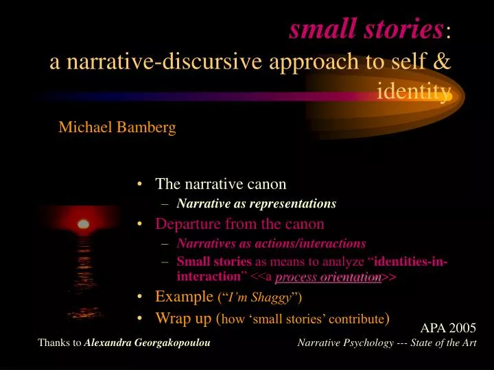 small stories a narrative discursive approach to self identity