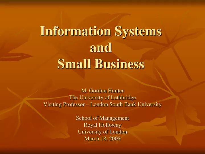 information systems and small business
