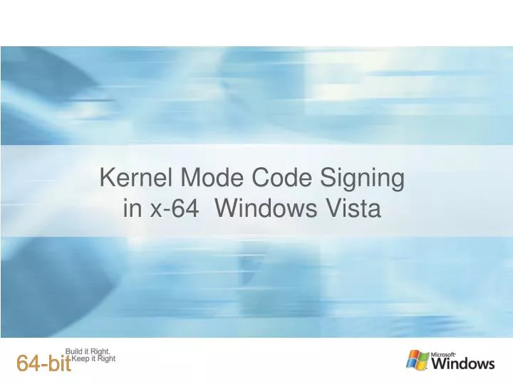 kernel mode code signing in x 64 windows vista