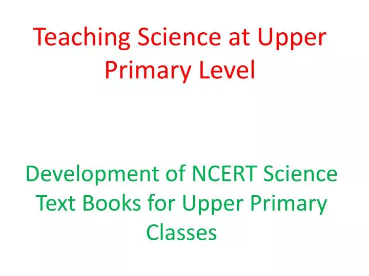 teaching science at upper primary level