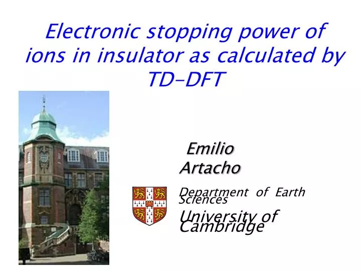 electronic stopping power of ions in insulator as calculated by td dft