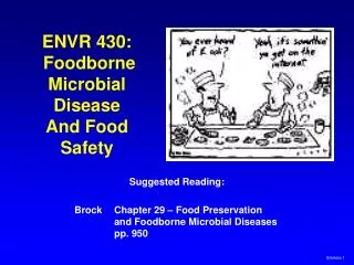 ENVR 430: Foodborne Microbial Disease And Food Safety