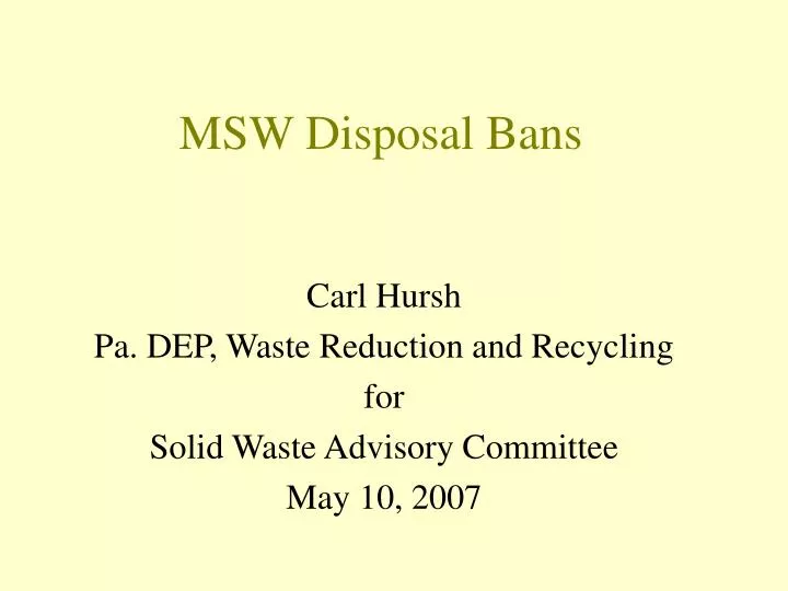 msw disposal bans