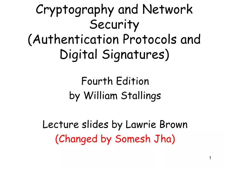 cryptography and network security authentication protocols and digital signatures