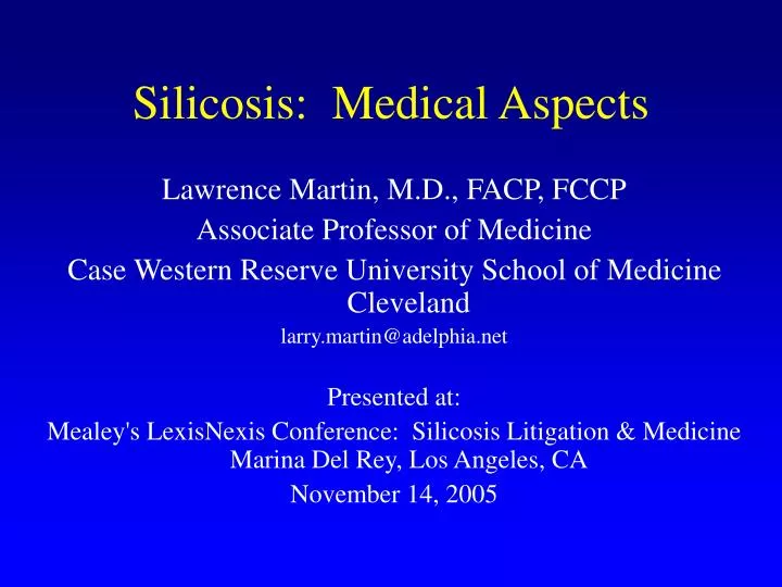 silicosis medical aspects