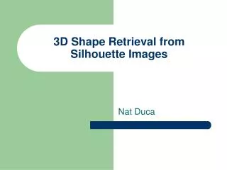 3D Shape Retrieval from Silhouette Images
