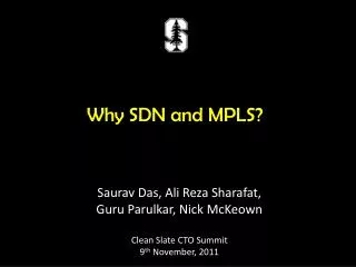 Why SDN and MPLS?