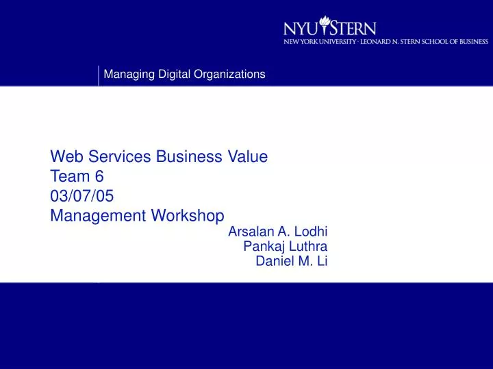 web services business value team 6 03 07 05 management workshop