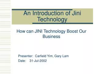 An Introduction of Jini Technology