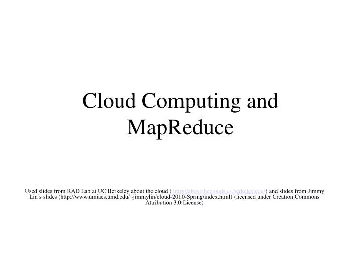 cloud computing and mapreduce