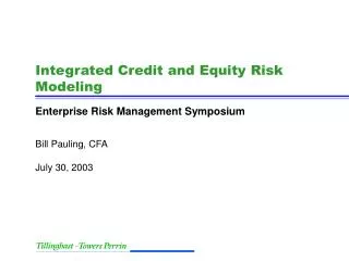 Integrated Credit and Equity Risk Modeling