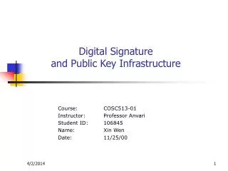 Digital Signature and Public Key Infrastructure