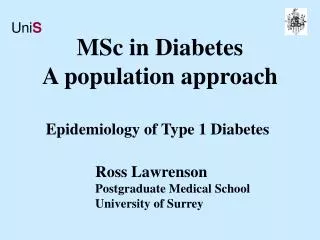 MSc in Diabetes A population approach