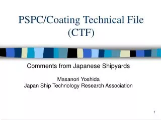 PSPC/Coating Technical File (CTF)