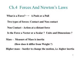 Ch.4 Forces And Newton’s Laws