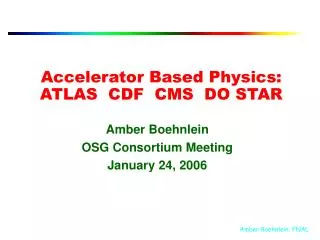 Accelerator Based Physics: ATLAS CDF CMS DO STAR