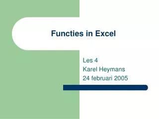 Functies in Excel