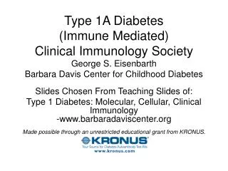 Type 1A Diabetes (Immune Mediated) Clinical Immunology Society