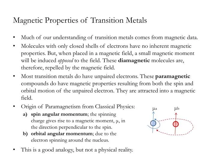 magnetic properties of transition metals