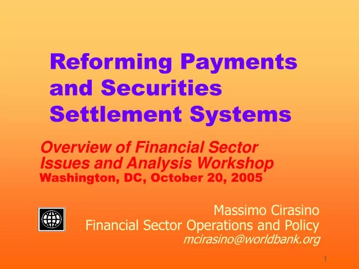 reforming payments and securities settlement systems