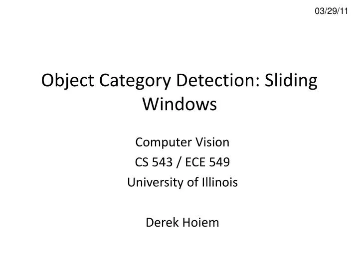 object category detection sliding windows