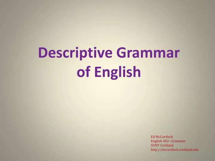 descriptive grammar of english