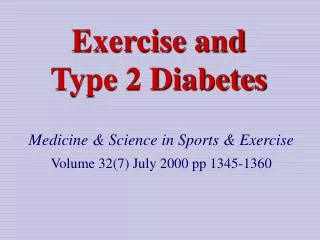 Exercise and Type 2 Diabetes
