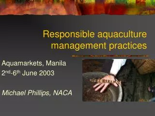 Responsible aquaculture management practices