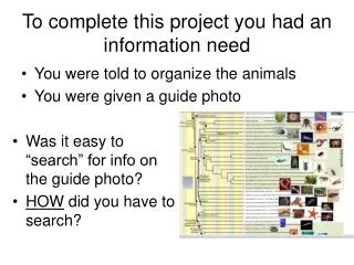 To complete this project you had an information need