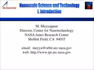 Nanoscale Science and Technology I. Introduction