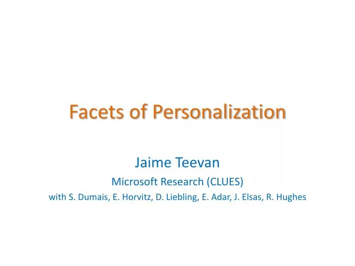 facets of personalization