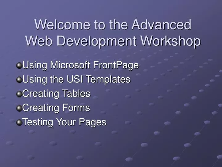 welcome to the advanced web development workshop