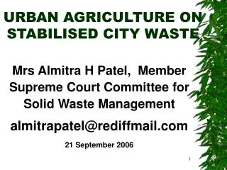URBAN AGRICULTURE ON STABILISED CITY WASTE