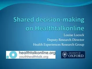 Shared decision-making on Healthtalkonline