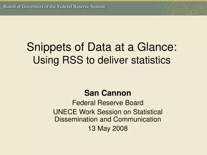 snippets of data at a glance using rss to deliver statistics
