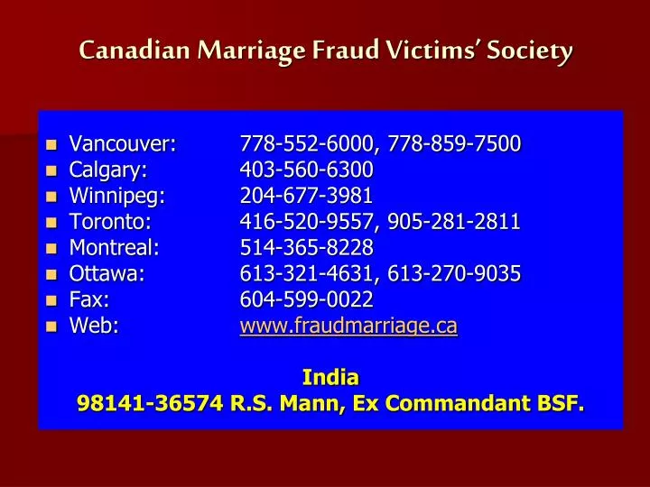canadian marriage fraud victims society