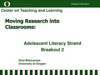 Moving Research into Classrooms: