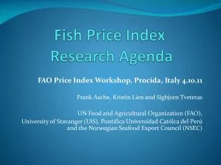 Fish Price Index Research Agenda