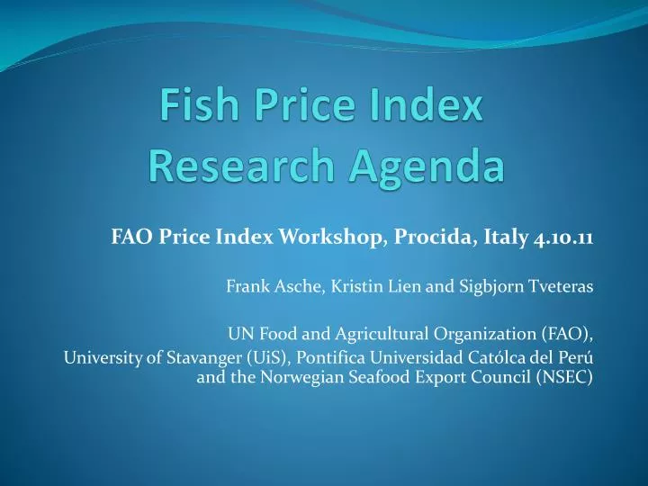 fish price index research agenda